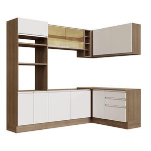 Cocina integral esquinera Madesa 399cm marron blanco glamy 02