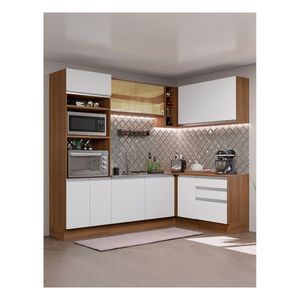 Cocina integral esquinera Madesa 399cm marron blanco glamy 02