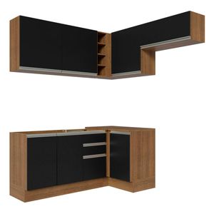 Cocina integral esquinera Madesa 349cm marrón negro glamy 07