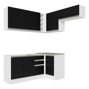Cocina integral esquinera Madesa 349cm blanco negro glamy 07