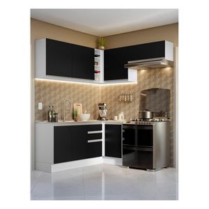 Cocina integral esquinera Madesa 349cm blanco negro glamy 07