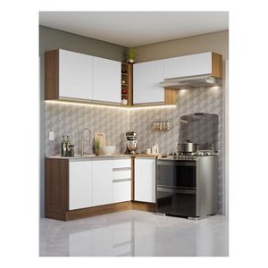 Cocina integral esquinera Madesa 349cm marron blanco glamy 07