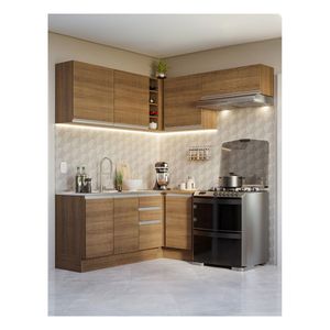 Cocina integral esquinera Madesa 349cm marron glamy 07