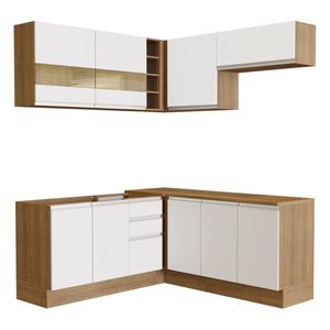 Cocina integral esquinera Madesa 349cm marron blanco glamy 01