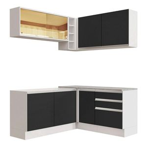 Cocina integral esquinera Madesa 329cm blanco negro glamy 02