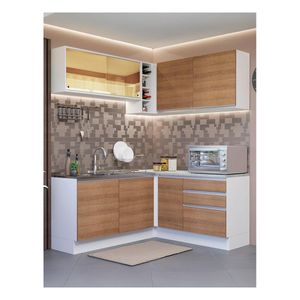 Cocina integral esquinera Madesa 329cm blanco marron glamy 02
