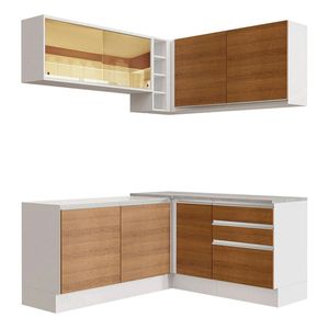 Cocina integral esquinera Madesa 329cm blanco marron glamy 02