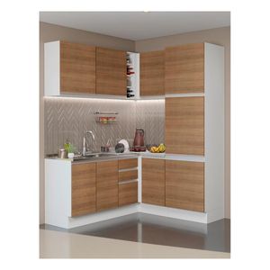 Cocina integral esquinera Madesa 329cm blanco marron glamy 01