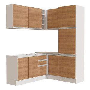 Cocina integral esquinera Madesa 329cm blanco marron glamy 01