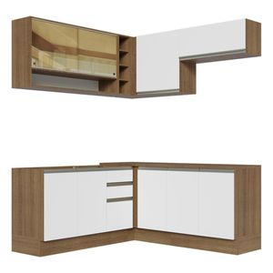 Cocina integral esquinera Madesa 349cm marron blanco glamy 02