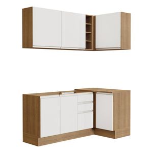 Cocina integral esquinera Madesa 269cm marron blanco glamy 01