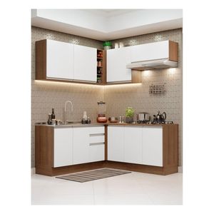 Cocina integral esquinera Madesa 349cm marron blanco glamy 03
