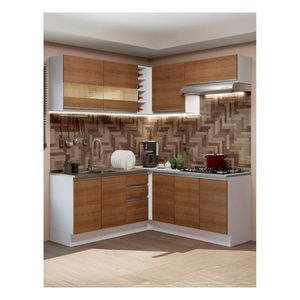 Cocina integral esquinera Madesa 349cm blanco marron glamy 01