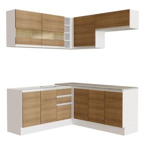 Cocina integral esquinera Madesa 349cm blanco marron glamy 01
