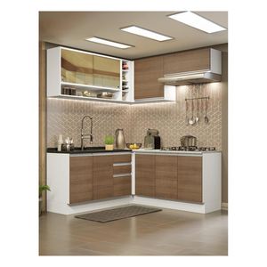 Cocina integral esquinera Madesa 349cm blanco marron glamy 02