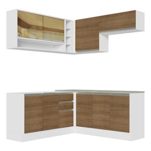 Cocina integral esquinera Madesa 349cm blanco marron glamy 02