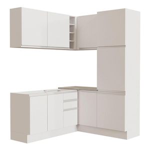 Cocina integral esquinera Madesa 329cm blanco glamy 01