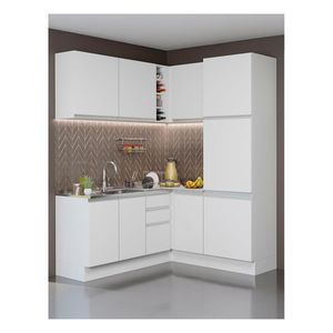 Cocina integral esquinera Madesa 329cm blanco glamy 01