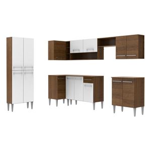 Cocina integral esquinera Madesa 481cm marron blanco moon emilly 01