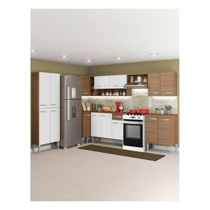 Cocina integral esquinera Madesa 481cm marron blanco moon emilly 01