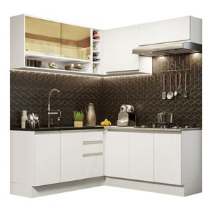 Cocina integral esquinera  Madesa 349cm blanco glamy 02