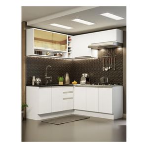 Cocina integral esquinera  Madesa 349cm blanco glamy 02
