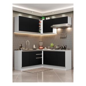 Cocina integral esquinera Madesa 349cm blanco negro glamy 03