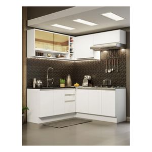 Cocina integral esquinera Madesa 349cm blanco glamy 04