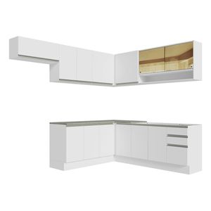 Cocina integral esquinera Madesa 469cm blanco glamy 01