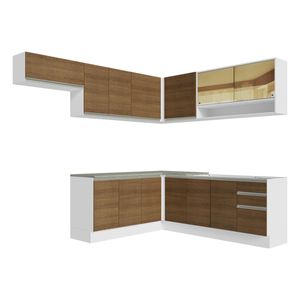 Cocina integral esquinera Madesa 469cm blanco marron glamy 01