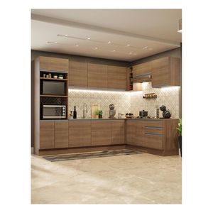 Cocina integral esquinera Madesa 479cm marron glamy 01