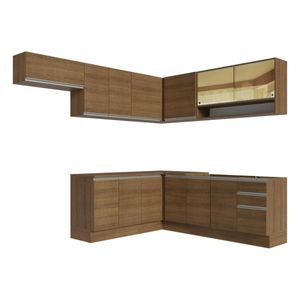 Cocina integral esquinera Madesa 469cm marron glamy 01