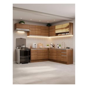 Cocina integral esquinera Madesa 469cm marron glamy 01