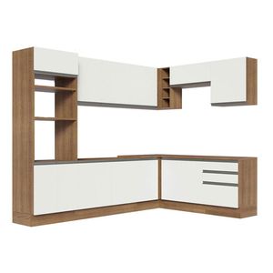 Cocina integral esquinera Madesa 479cm marron blanco glamy 01