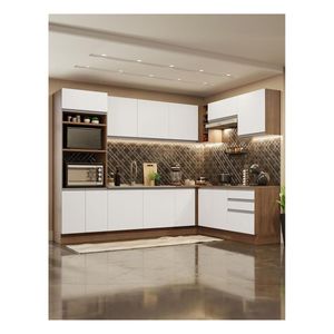 Cocina integral esquinera Madesa 479cm marron blanco glamy 01