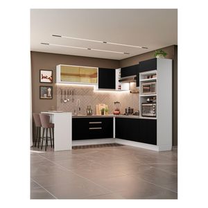 Cocina integral esquinera Madesa 504cm blanco negro glamy 01