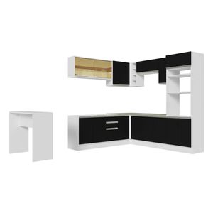 Cocina integral esquinera Madesa 504cm blanco negro glamy 01
