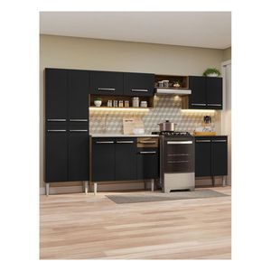 Cocina integral Madesa 293cm con fregadero marron negro emilly 08