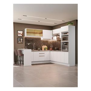 Cocina integral esquinera Madesa 504 cm blanco glamy 01