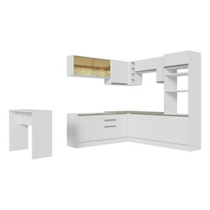 Cocina integral esquinera Madesa 504 cm blanco glamy 01