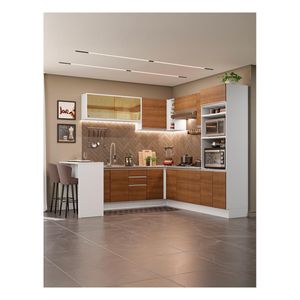 Cocina integral esquinera Madesa 504 cm blanco marron glamy 01