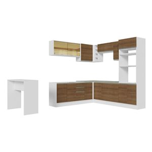 Cocina integral esquinera Madesa 504 cm blanco marron glamy 01