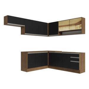 Cocina integral esquinera Madesa 469cm marron negro glamy 01