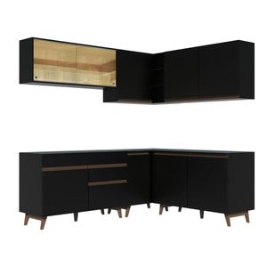 Cocina integral esquinera Madesa 382cm negro reims 01