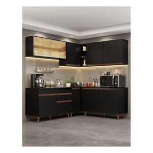 Cocina integral esquinera Madesa 382cm negro reims 01