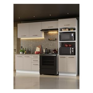 Cocina integral Madesa 270cm blanco crema agata 08