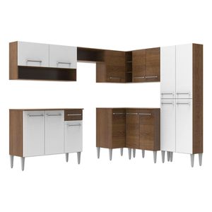 Cocina integral esquinera Madesa 417cm marron blanco ice emilly ice 01