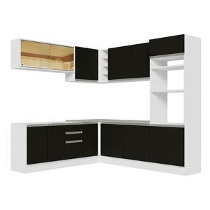 Cocina integral esquinera Madesa 459cm blanco negro glamy 01