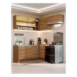 Cocina integral esquinera Madesa 349cm marron glamy 06