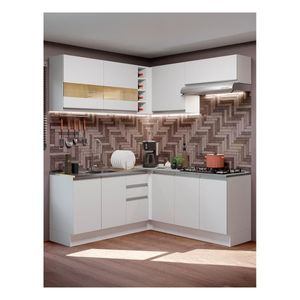 Cocina integral esquinera Madesa 349cm blanco glamy 01